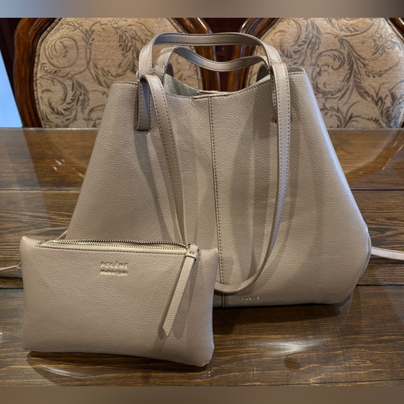 Polene Cyme Textured Taupe Leather Tote - Picture 6 of 16